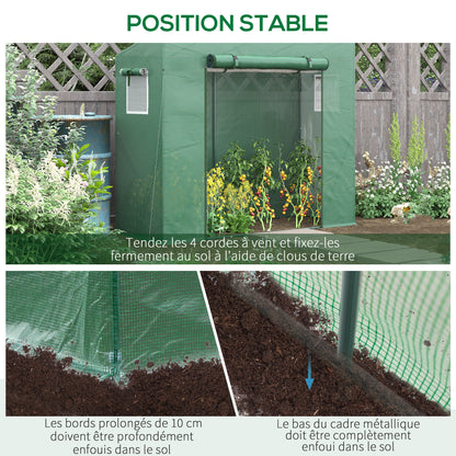 PE Garden Greenhouse, Balcony Greenhouse, 140 gsm Reinforced Tarpaulin, Steel Frame, Roll-Up Zippered Door, for Vegetables Plants Flowers, Indoor and Outdoor, 200 x 77 x 169 cm, Green
