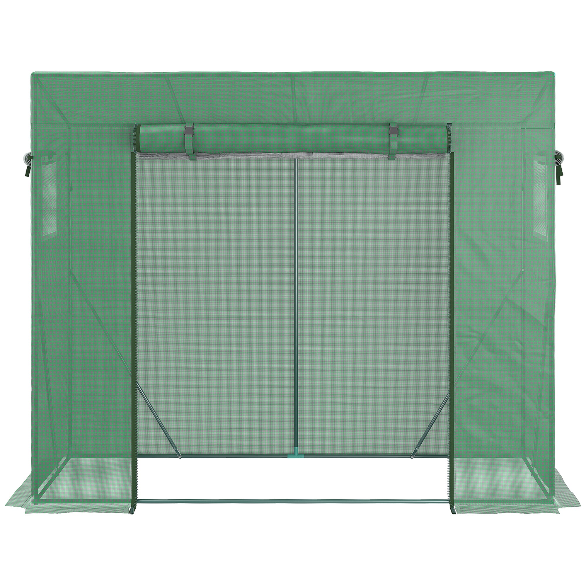 PE Garden Greenhouse, Balcony Greenhouse, 140 gsm Reinforced Tarpaulin, Steel Frame, Roll-Up Zippered Door, for Vegetables Plants Flowers, Indoor and Outdoor, 200 x 77 x 169 cm, Green
