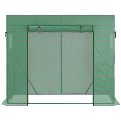 PE Garden Greenhouse, Balcony Greenhouse, 140 gsm Reinforced Tarpaulin, Steel Frame, Roll-Up Zippered Door, for Vegetables Plants Flowers, Indoor and Outdoor, 200 x 77 x 169 cm, Green