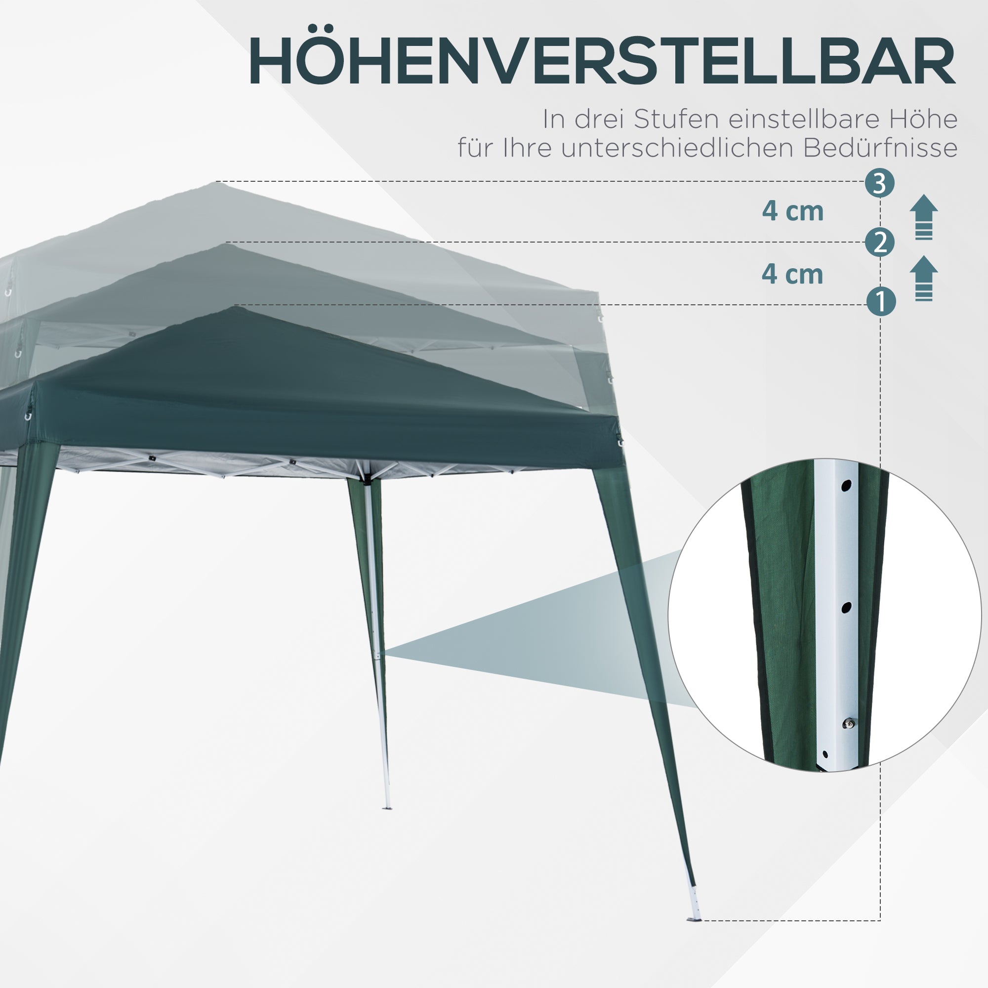 Folding Pavilion 2.4x2.4m Gazebo Foldable Tent with UV Protection, Party Tent incl. Carry Bag for Garden, Balcony, Steel Green