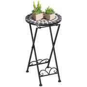 Plant Stand Ø36 x 67 cm Flower Stand Plant Holder foldable round for balcony stone mosaic garden indoor outdoor multicolored
