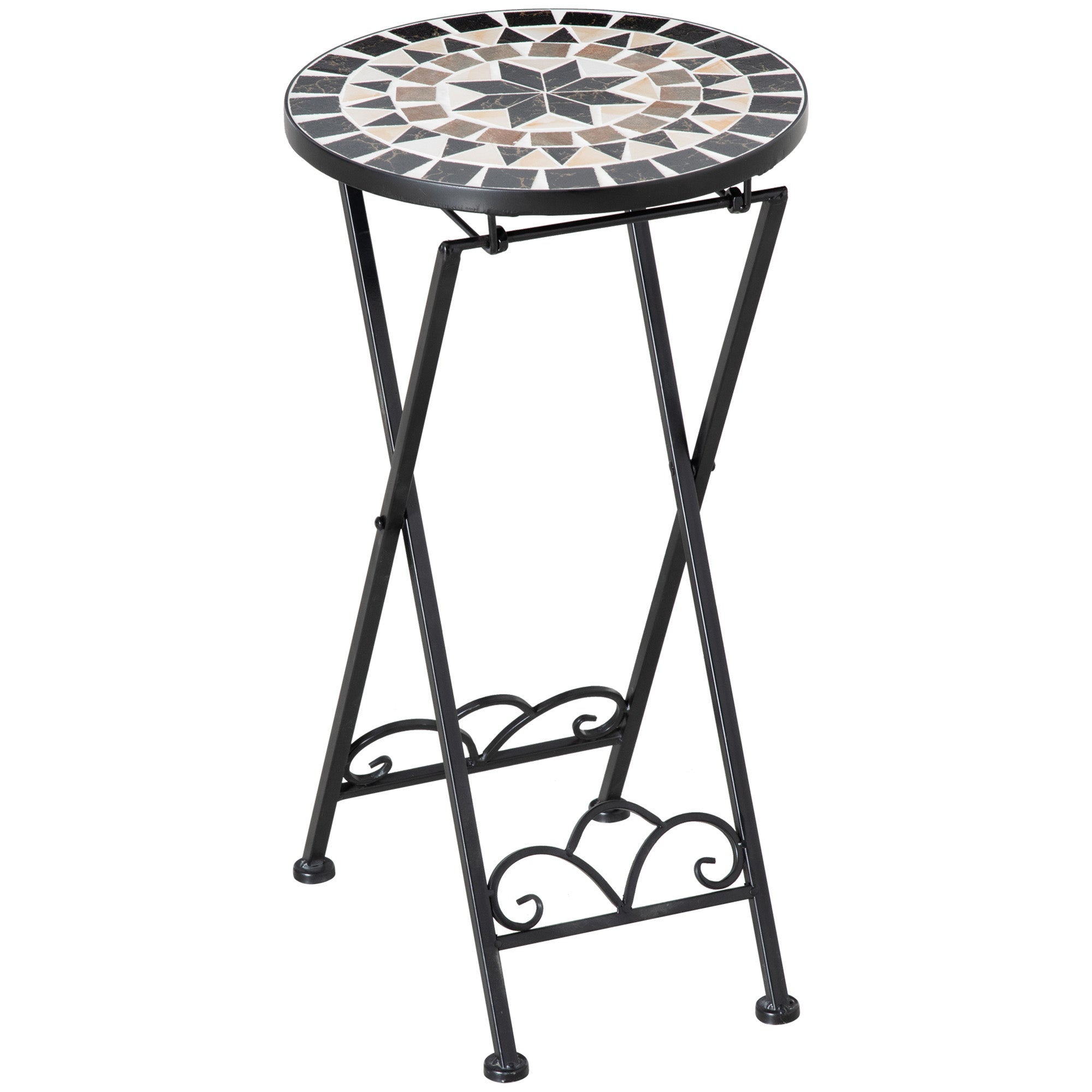 Plant Stand Ø36 x 67 cm Flower Stand Plant Holder foldable round for balcony stone mosaic garden indoor outdoor multicolored