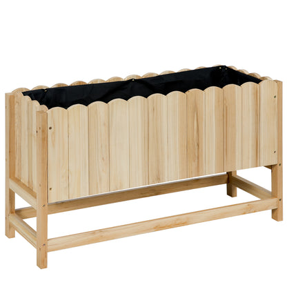 Outdoor Vertical Space-Saving Fir Wood Planter with Drainage Hole and Inner Lining, 86x30x50 cm, Wood Color