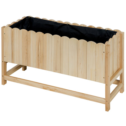 Outdoor Vertical Space-Saving Fir Wood Planter with Drainage Hole and Inner Lining, 86x30x50 cm, Wood Color