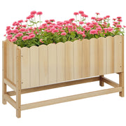 Outdoor Vertical Space-Saving Fir Wood Planter with Drainage Hole and Inner Lining, 86x30x50 cm, Wood Color