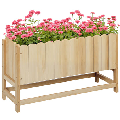 Outdoor Vertical Space-Saving Fir Wood Planter with Drainage Hole and Inner Lining, 86x30x50 cm, Wood Color