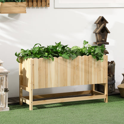 Outdoor Vertical Space-Saving Fir Wood Planter with Drainage Hole and Inner Lining, 86x30x50 cm, Wood Color