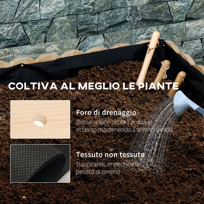 Outdoor Vertical Space-Saving Fir Wood Planter with Drainage Hole and Inner Lining, 86x30x50 cm, Wood Color