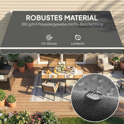 Replacement Awning Fabric with UV Protection, Water-Resistant for 3.5 x 2.5 m Frame — Dark Gray