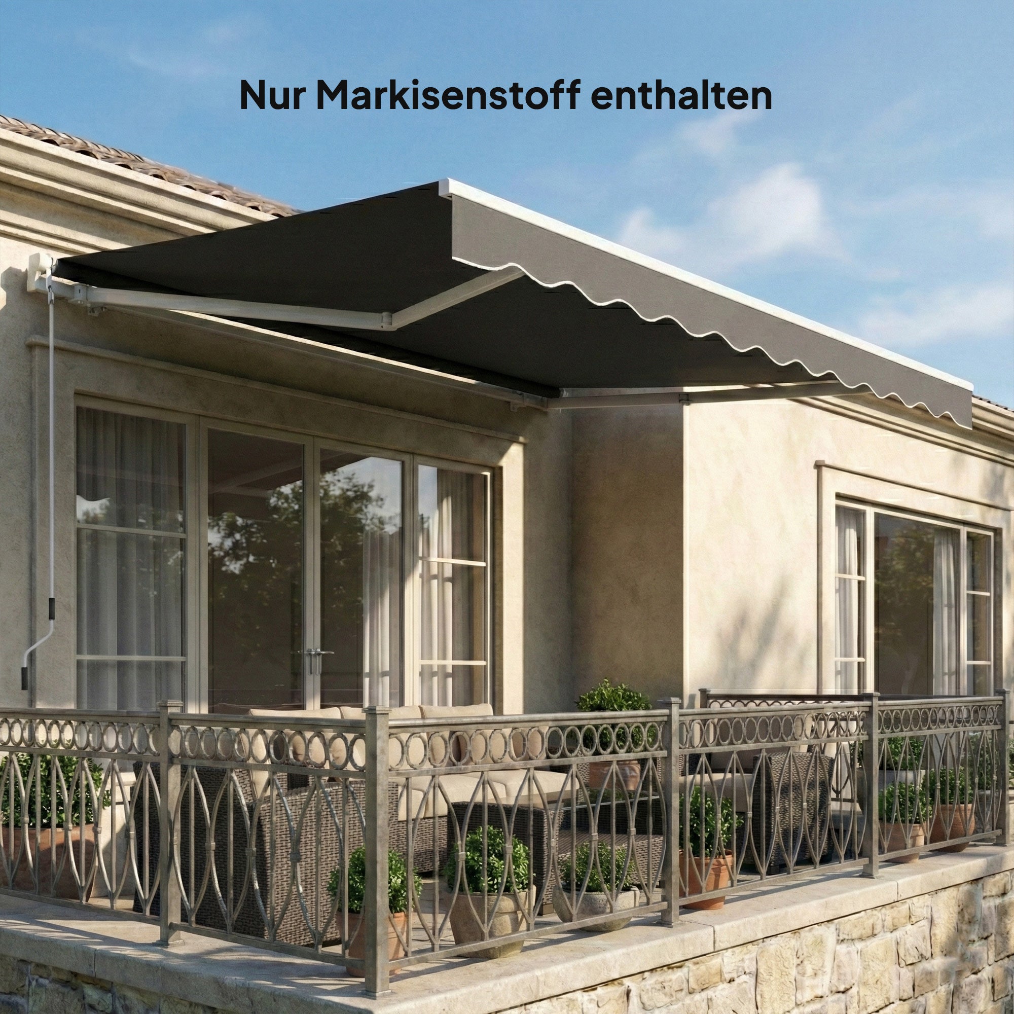 Replacement Awning Fabric with UV Protection, Water-Resistant for 3.5 x 2.5 m Frame — Dark Gray