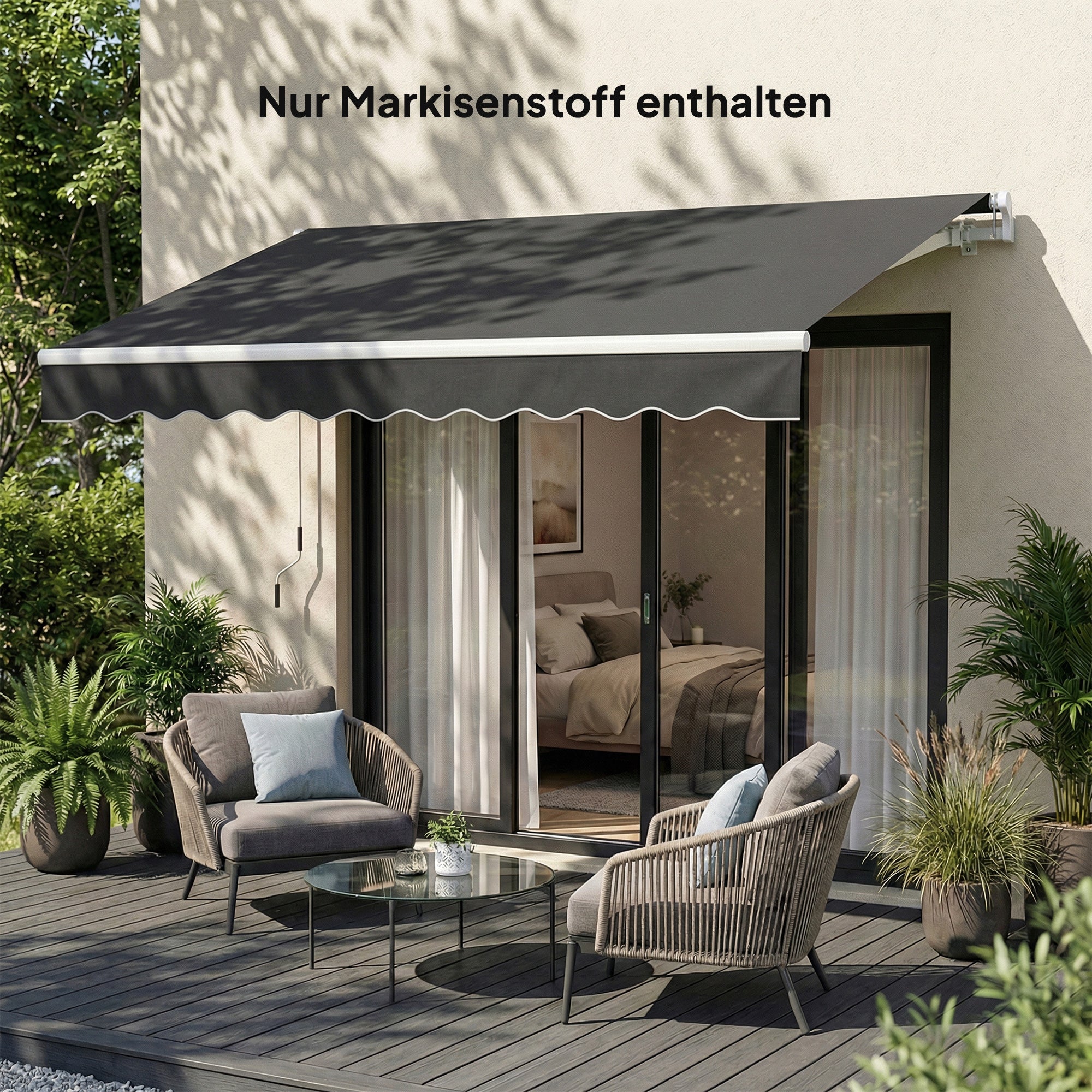 Replacement Awning Fabric with UV Protection, Water-Resistant for 3.5 x 2.5 m Frame — Dark Gray