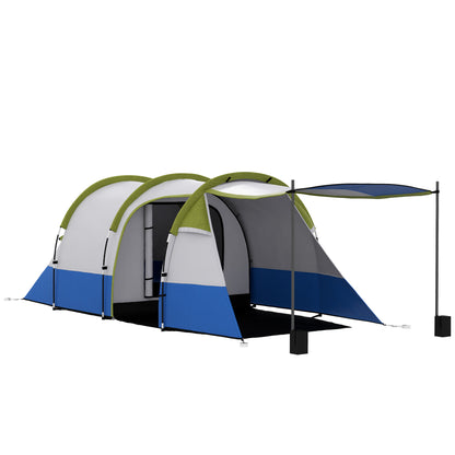 Camping Tent, Tunnel Tent for 3 People, with Light Hook, Vestibule, 2 Rooms, Windproof Family Tent with Carrying Bag, 2000mm Water-Resistant Pop-Up Tent for Camping, Garden, Green