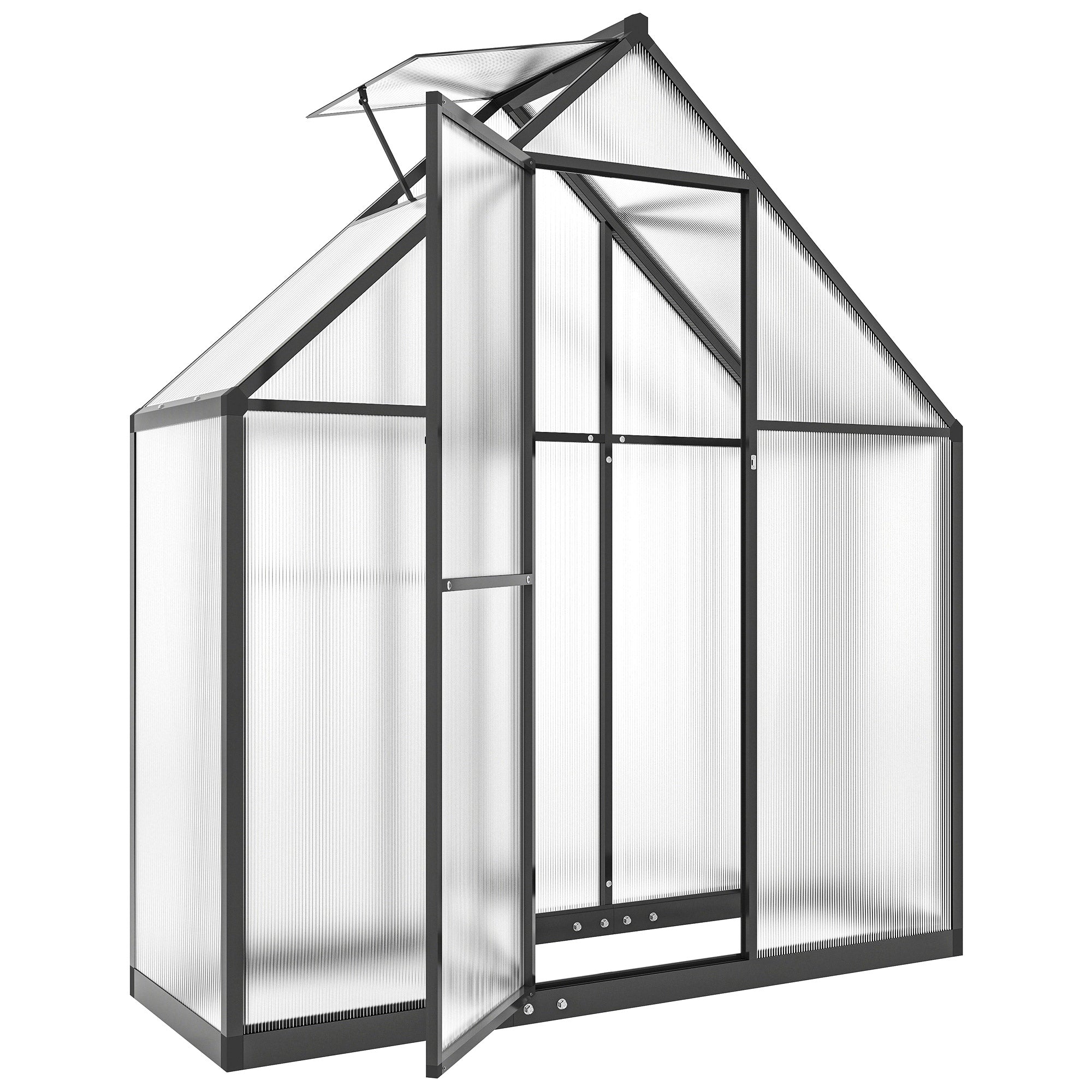 170×58×195 cm (67×23×77 in) Aluminum & Polycarbonate Garden Greenhouse — Adjustable Vent, Hinged Door, Weather-Resistant, Clear