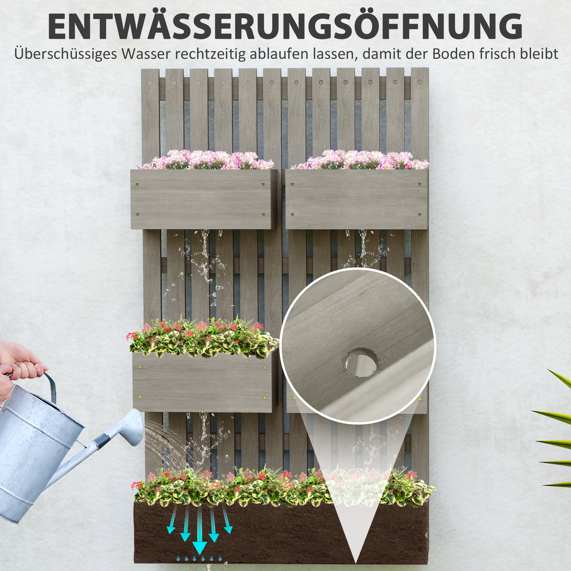 Adjustable Wooden Raised Garden Bed with Trellis, 60 x 16 x 100 cm Planter for Garden & Balcony — Support for Flowers, Climbing Plants, Vegetables & Herbs