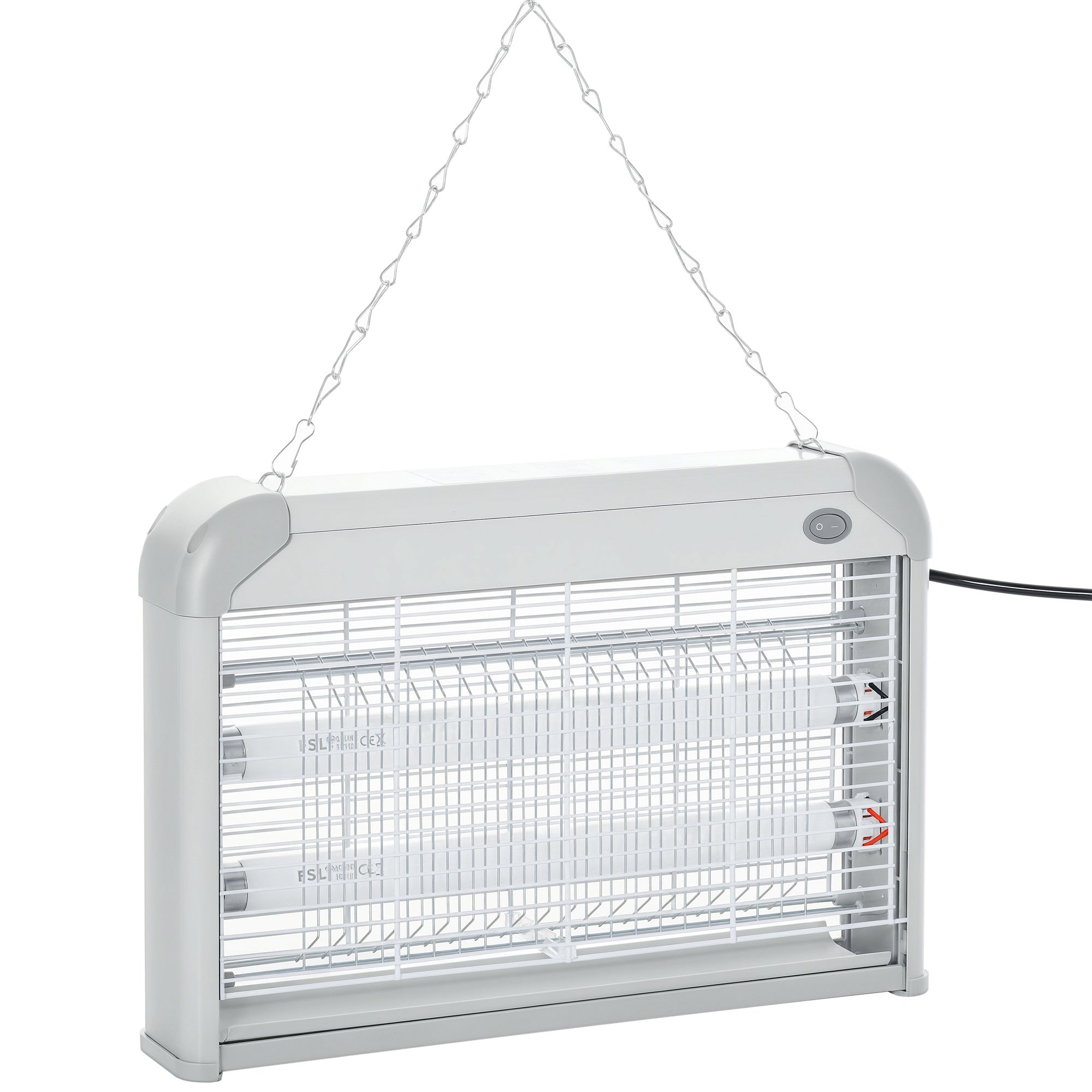 Anti-Mosquito Lamp Electric Insect Killer Ultraviolet Light 20W with 2 Tubes Coverage Area 60m² Indoor Outdoor 39x7.5x26.5 cm White