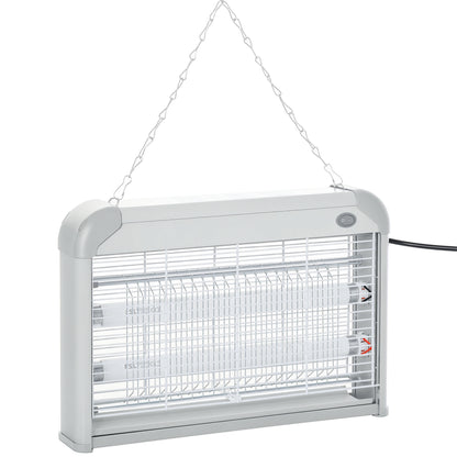 Anti-Mosquito Lamp Electric Insect Killer Ultraviolet Light 20W with 2 Tubes Coverage Area 60m² Indoor Outdoor 39x7.5x26.5 cm White