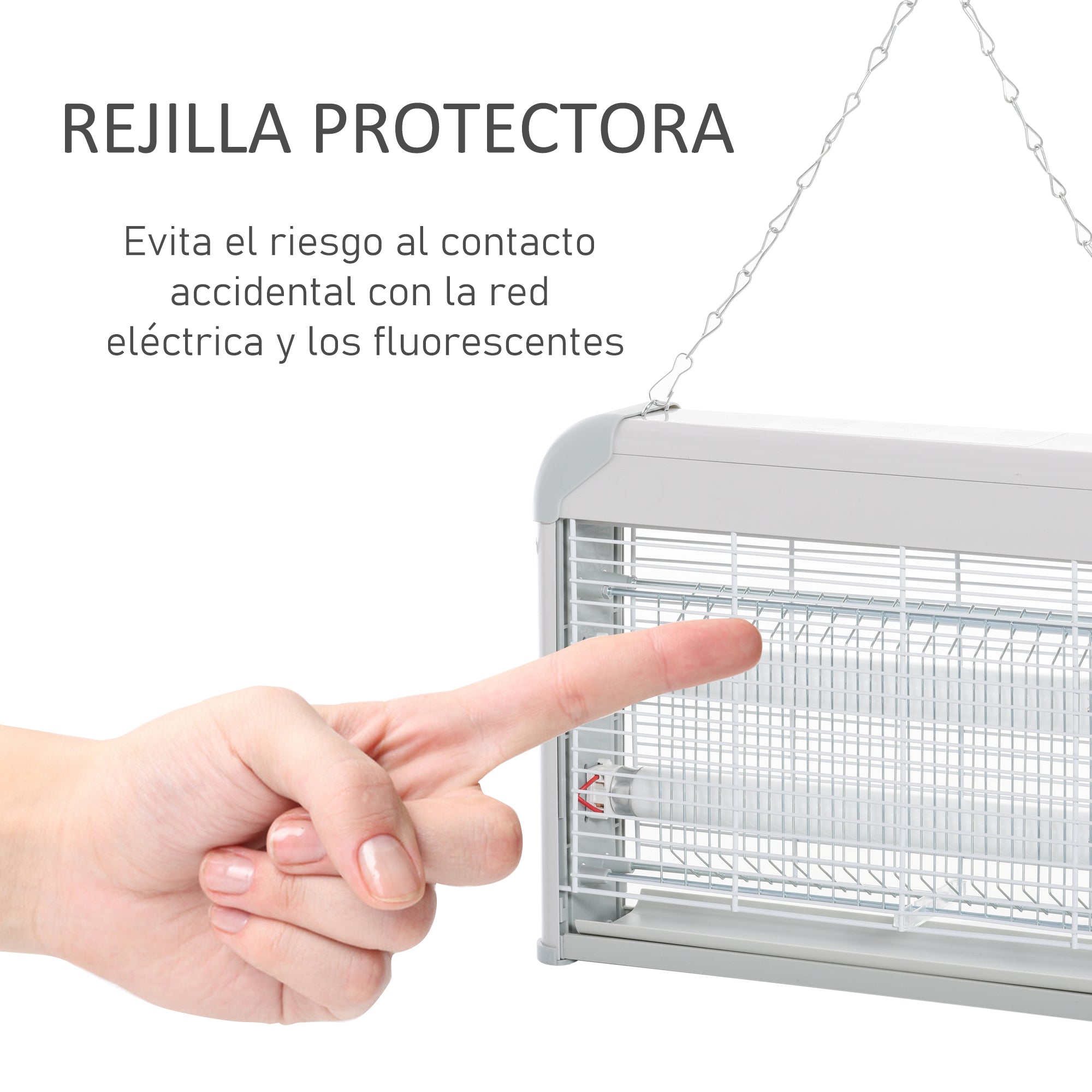 Anti-Mosquito Lamp Electric Insect Killer Ultraviolet Light 20W with 2 Tubes Coverage Area 60m² Indoor Outdoor 39x7.5x26.5 cm White