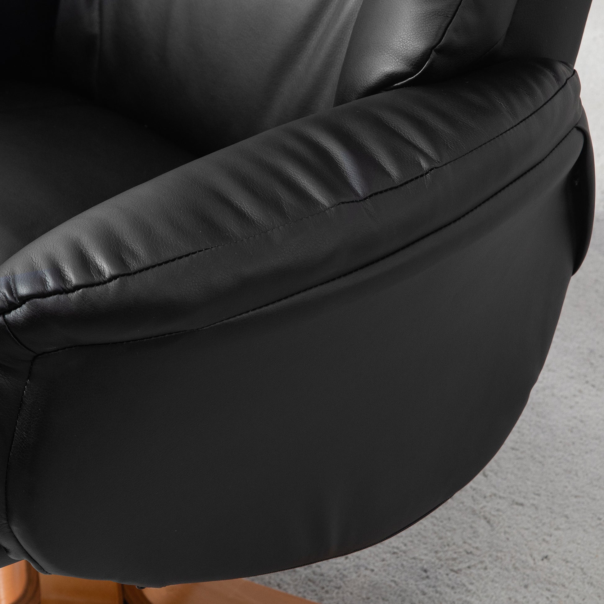 Recliner Chair with Ottoman, TV Chair with Reclining Function, Rocking Function, High Backrest, Wooden Legs for Living Room, Bedroom, Faux Leather, Black