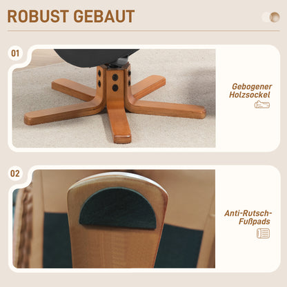 Recliner Chair with Ottoman, TV Chair with Reclining Function, Rocking Function, High Backrest, Wooden Legs for Living Room, Bedroom, Faux Leather, Black