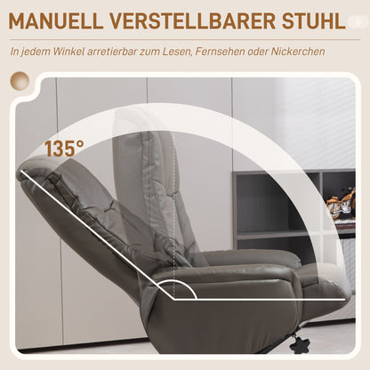 Recliner Chair with Ottoman, TV Chair with Reclining Function, Rocking Function, High Backrest, Wooden Legs for Living Room, Bedroom, Faux Leather, Black