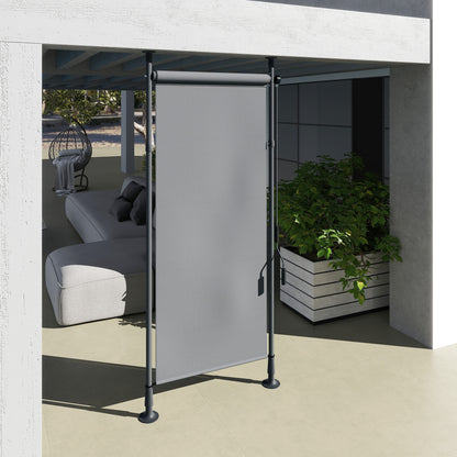 Vertical Awning 120 x 220-310cm Retractable Vertical Awning Clamp Awning with Crank Sun Protection Privacy Wind Protection Outdoor Roller Blind Awning for Balcony Terrace Garden Dark Gray