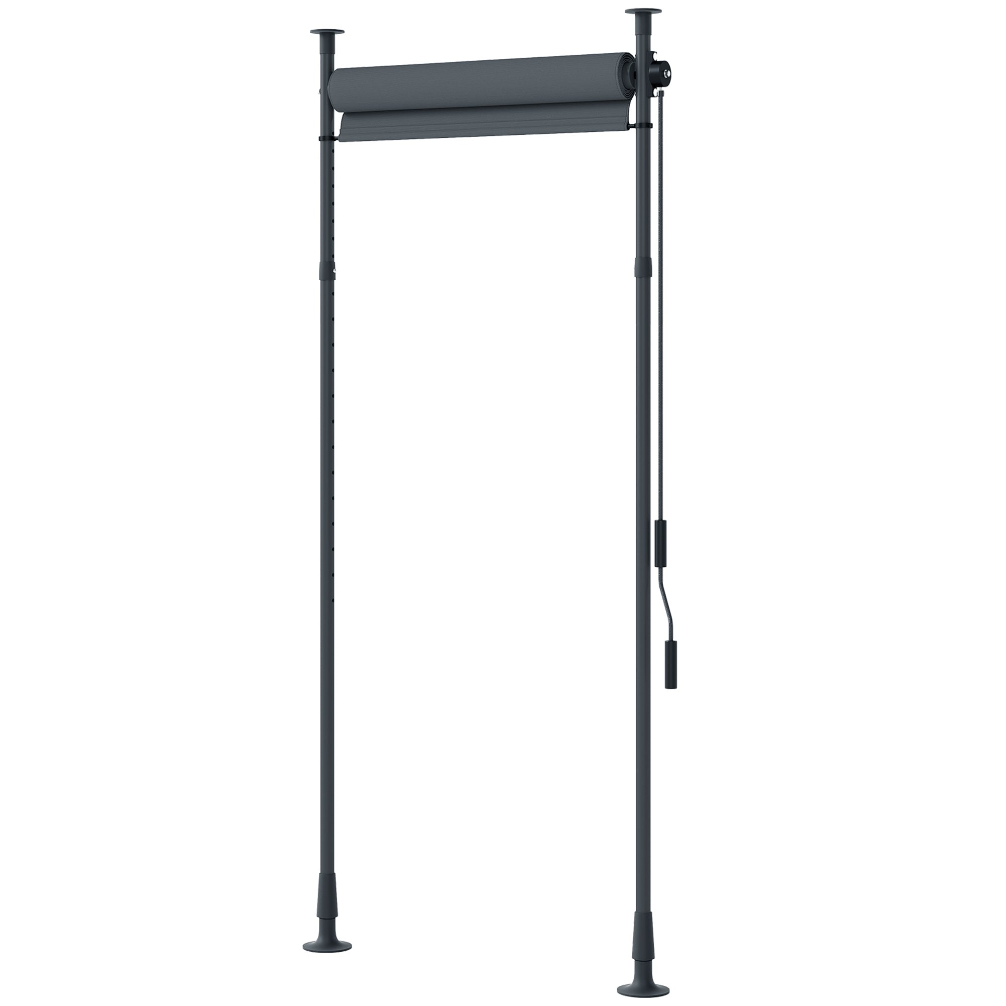 Vertical Awning 120 x 220-310cm Retractable Vertical Awning Clamp Awning with Crank Sun Protection Privacy Wind Protection Outdoor Roller Blind Awning for Balcony Terrace Garden Dark Gray