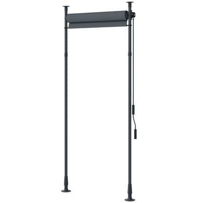 Vertical Awning 120 x 220-310cm Retractable Vertical Awning Clamp Awning with Crank Sun Protection Privacy Wind Protection Outdoor Roller Blind Awning for Balcony Terrace Garden Dark Gray