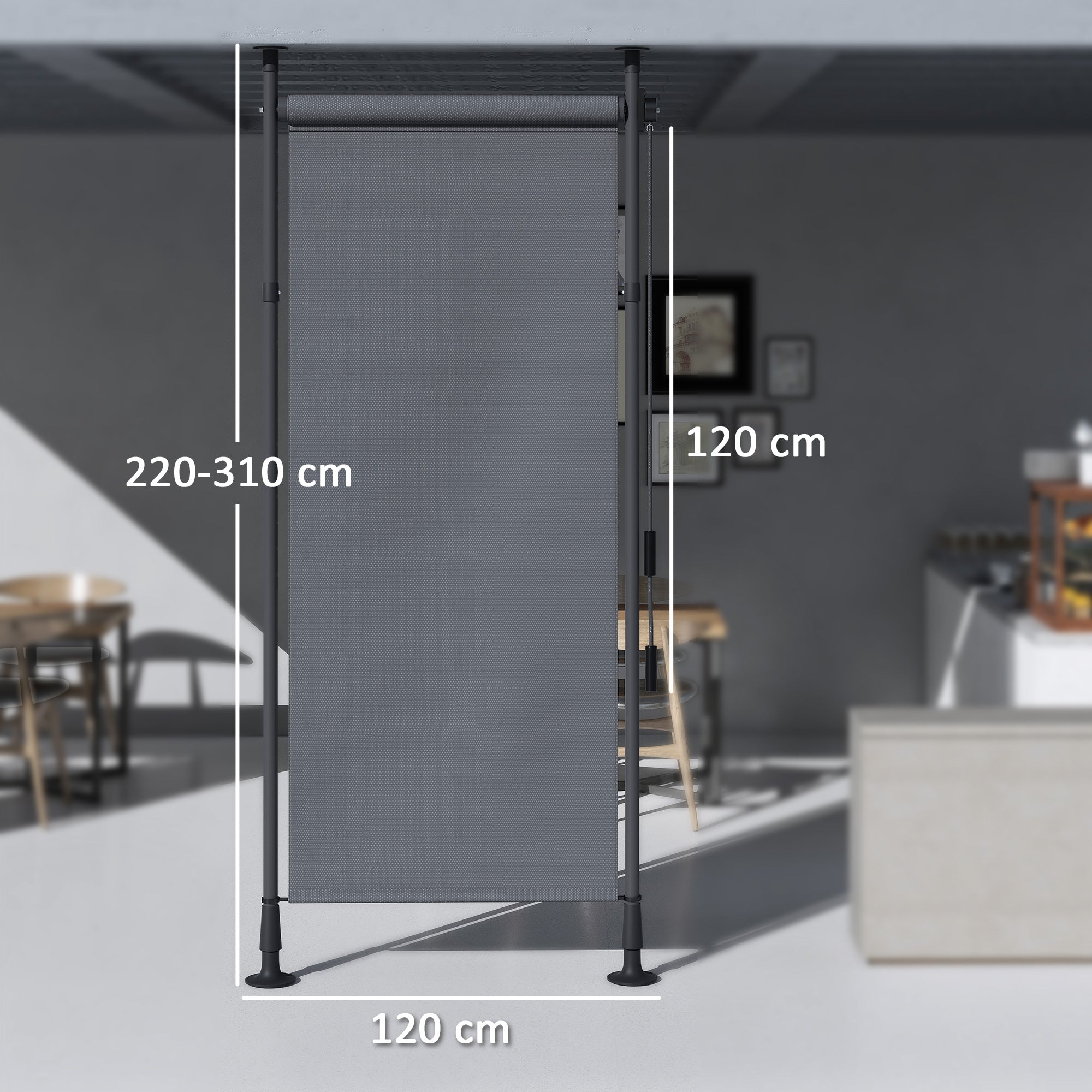 Vertical Awning 120 x 220-310cm Retractable Vertical Awning Clamp Awning with Crank Sun Protection Privacy Wind Protection Outdoor Roller Blind Awning for Balcony Terrace Garden Dark Gray