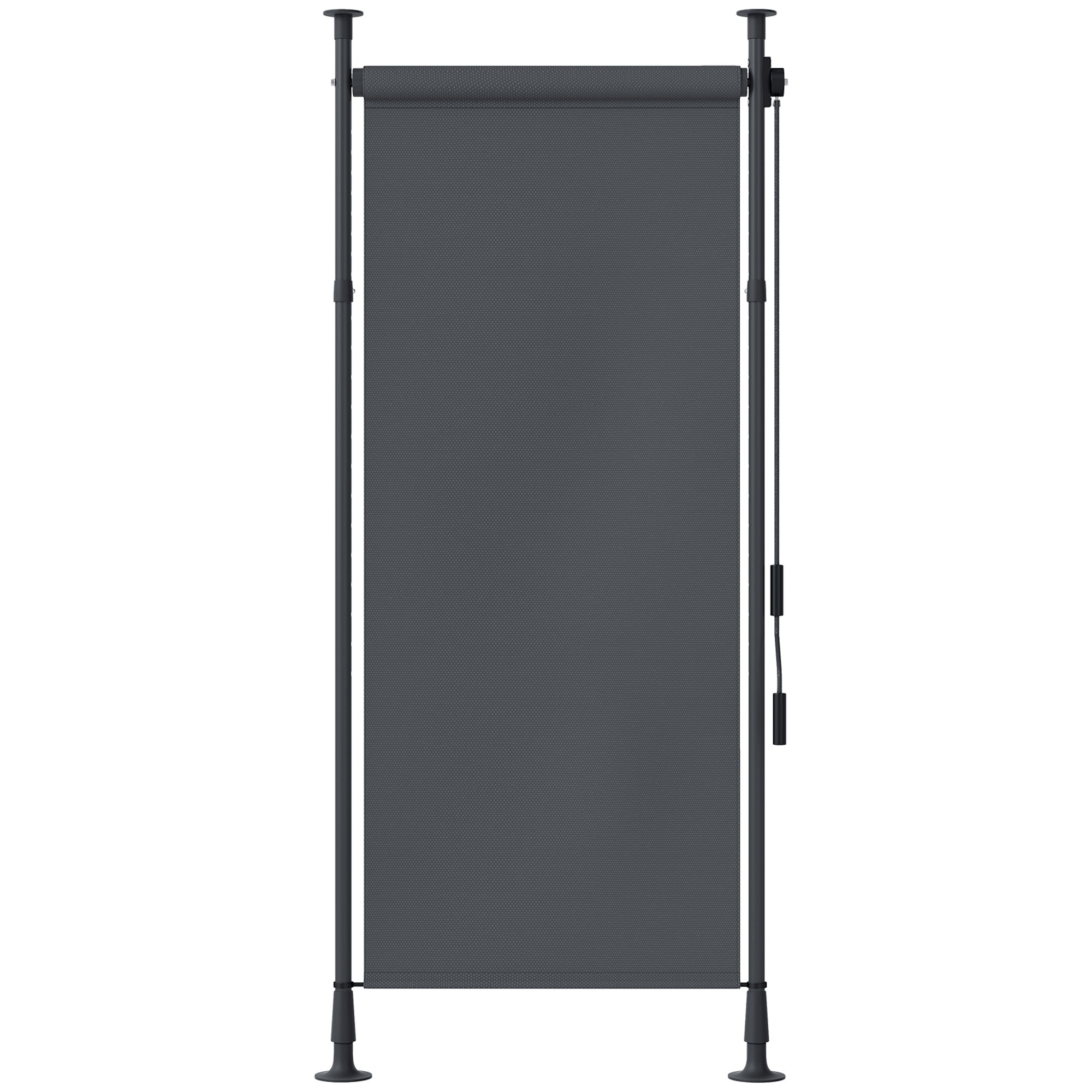 Vertical Awning 120 x 220-310cm Retractable Vertical Awning Clamp Awning with Crank Sun Protection Privacy Wind Protection Outdoor Roller Blind Awning for Balcony Terrace Garden Dark Gray