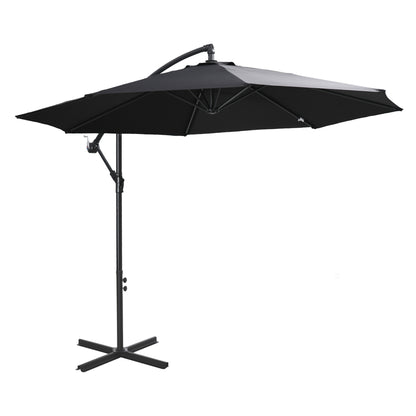 Cantilever Umbrella Ø300 cm Tiltable Sun Umbrella with UV Protection Crank Umbrella with Stand, Crank Device, Market Umbrella Garden Umbrella Sun Protection for Balcony Garden Terrace Black