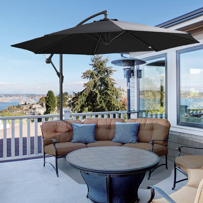 Cantilever Umbrella Ø300 cm Tiltable Sun Umbrella with UV Protection Crank Umbrella with Stand, Crank Device, Market Umbrella Garden Umbrella Sun Protection for Balcony Garden Terrace Black