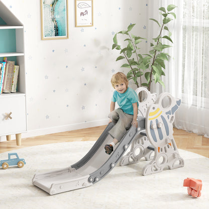 Children's Slide for 18-36 Months Kids 157 cm with 3 Non-Slip Ladders Load 30 kg for Indoor Home Gray and White
