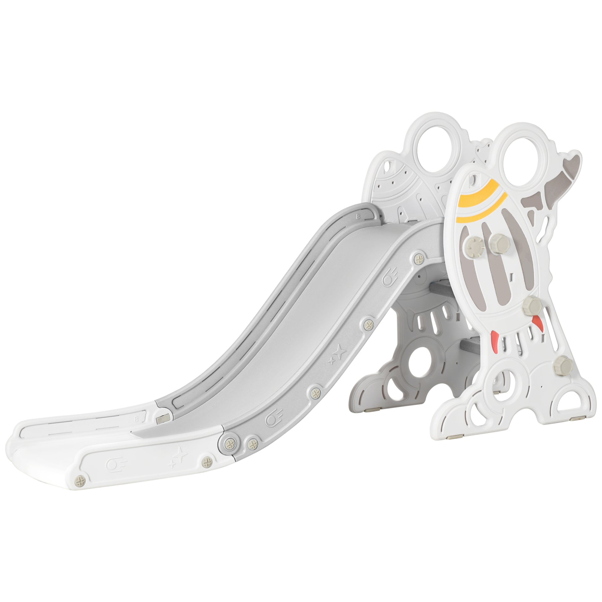 Children's Slide for 18-36 Months Kids 157 cm with 3 Non-Slip Ladders Load 30 kg for Indoor Home Gray and White