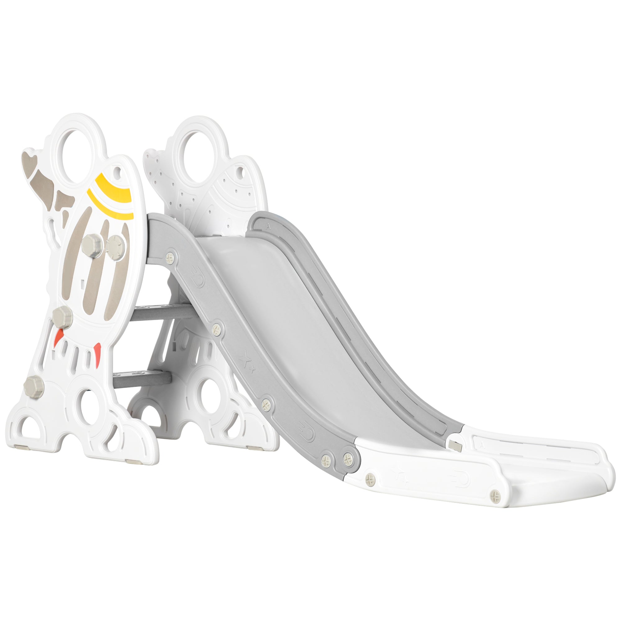 Children's Slide for 18-36 Months Kids 157 cm with 3 Non-Slip Ladders Load 30 kg for Indoor Home Gray and White