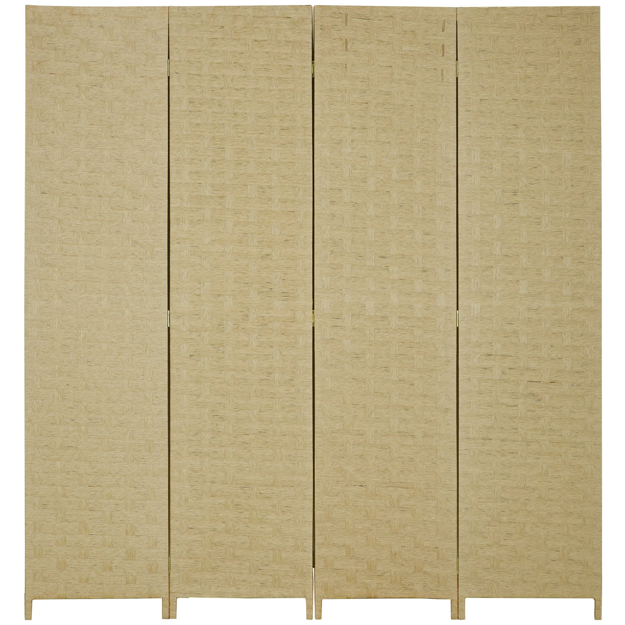4 Panel Room Divider 159.5x169.5 cm Folding Separator with Paper Rope Decoration Partition for Bedroom Living Room Brown
