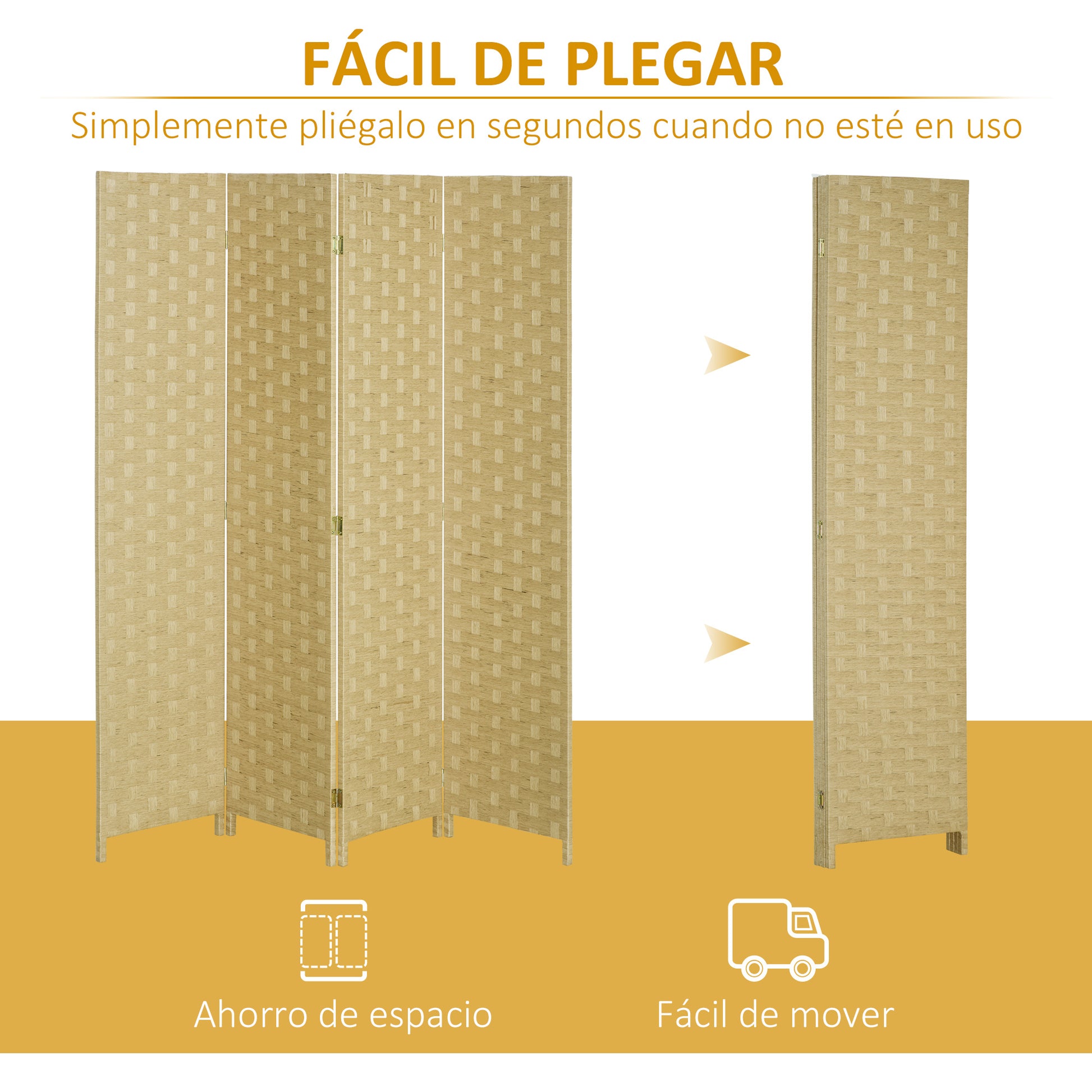 4 Panel Room Divider 159.5x169.5 cm Folding Separator with Paper Rope Decoration Partition for Bedroom Living Room Brown