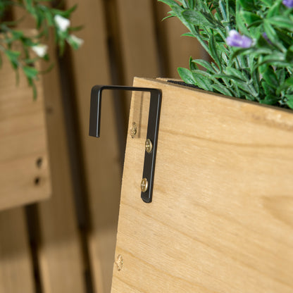 Wall Planter with Lattice Vertical Wood Planter with 3 Mobile Pots and Drainage Hole for Outdoor Garden Terrace Patio 60x16x80 cm Natural