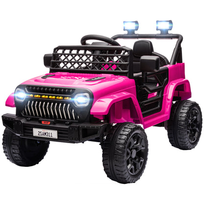 Electric Car for Kids 3+ Years Battery-Powered Kids Car 12V with Remote Control Adjustable Speed USB Headlights Horn Pink Fuchsia