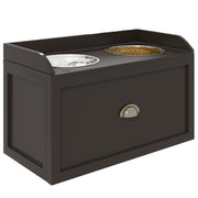 Dog Bowl, 2 x 2L Feeding Bowl, Elevated Food Bowl with Drawer, Stainless Steel Bowl, Feeding Station for Large Dogs, Coffee