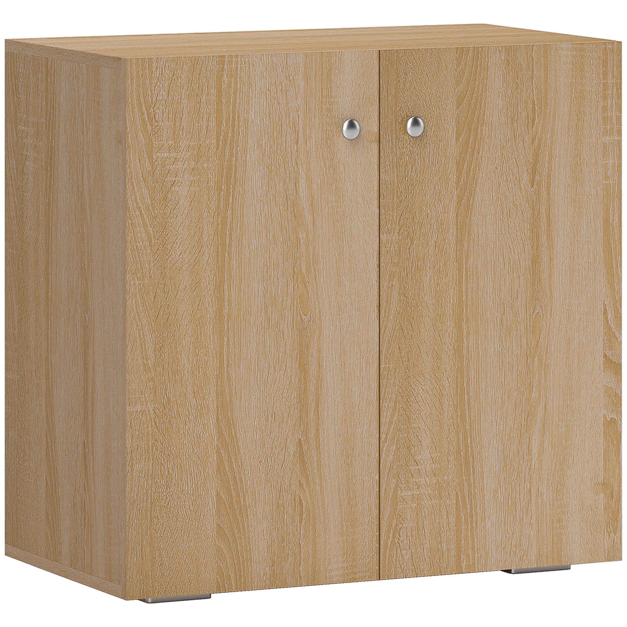 Living Room Sideboard with 2 Doors Storage Cabinet with 2 Shelves for Books Clothes Toys Modern Style 70x39x70 cm Natural Wood