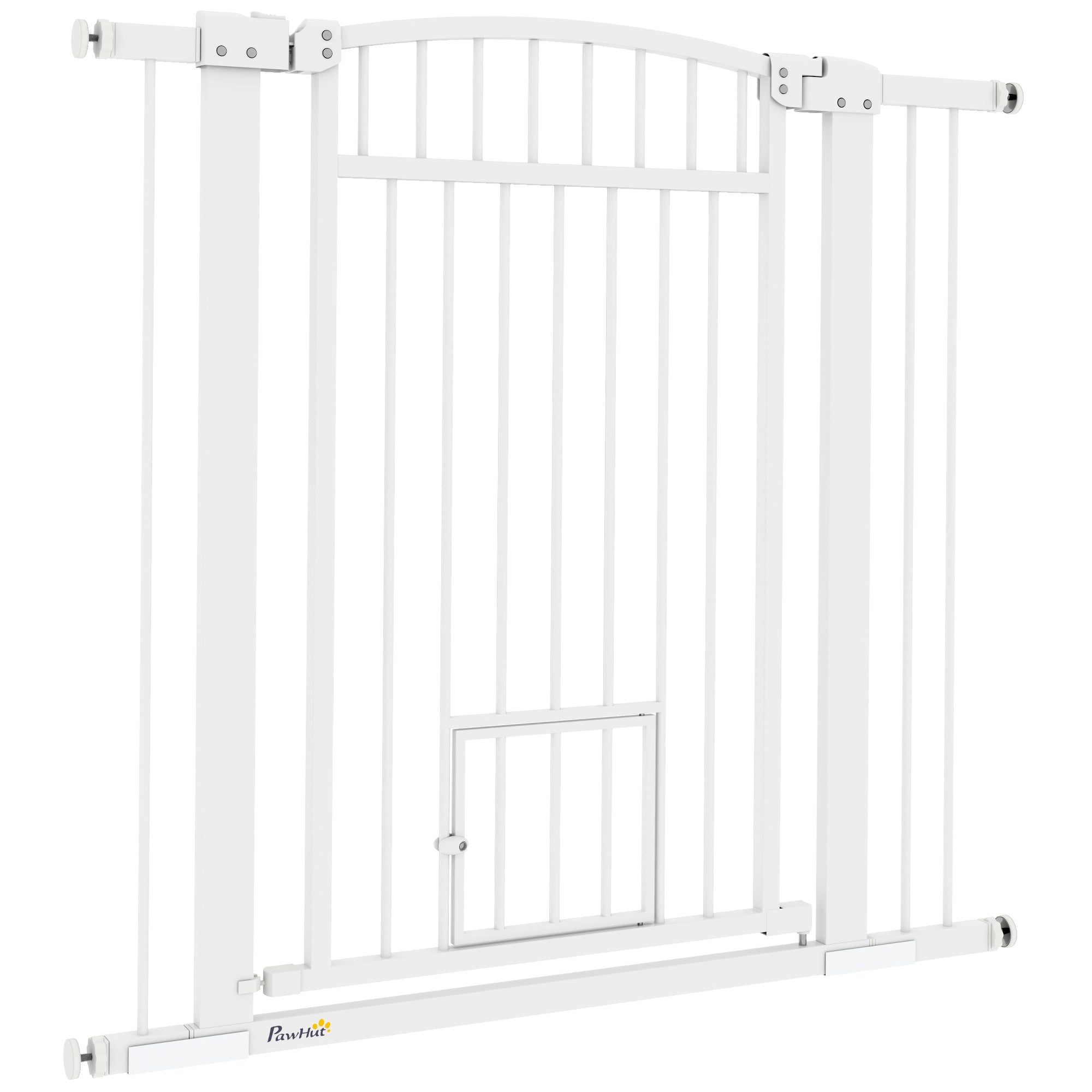 Extendable Dog Safety Barrier 76-104 x 95 cm, stair and door barrier with double locking system, pressure or drill mounting, dog and cat barrier, white