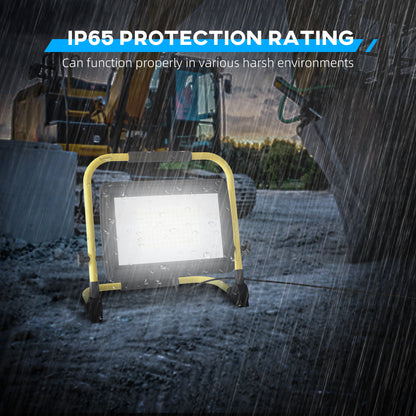 LED Floodlight with Adjustable Heads and Stand 100W 8500 Lumens IP65 6500K Weatherproof LED Work Light Portable with Handle for Indoor and Outdoor Yellow and Black