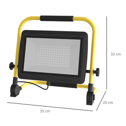 LED Floodlight with Adjustable Heads and Stand 100W 8500 Lumens IP65 6500K Weatherproof LED Work Light Portable with Handle for Indoor and Outdoor Yellow and Black