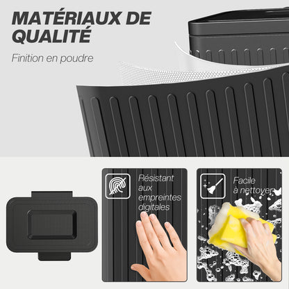 40L Dual-Compartment Step Trash Can — 2 x 20L Removable Inner Buckets, Soft-Close Lid & Hold-Open, Fingerprint-Resistant — Black