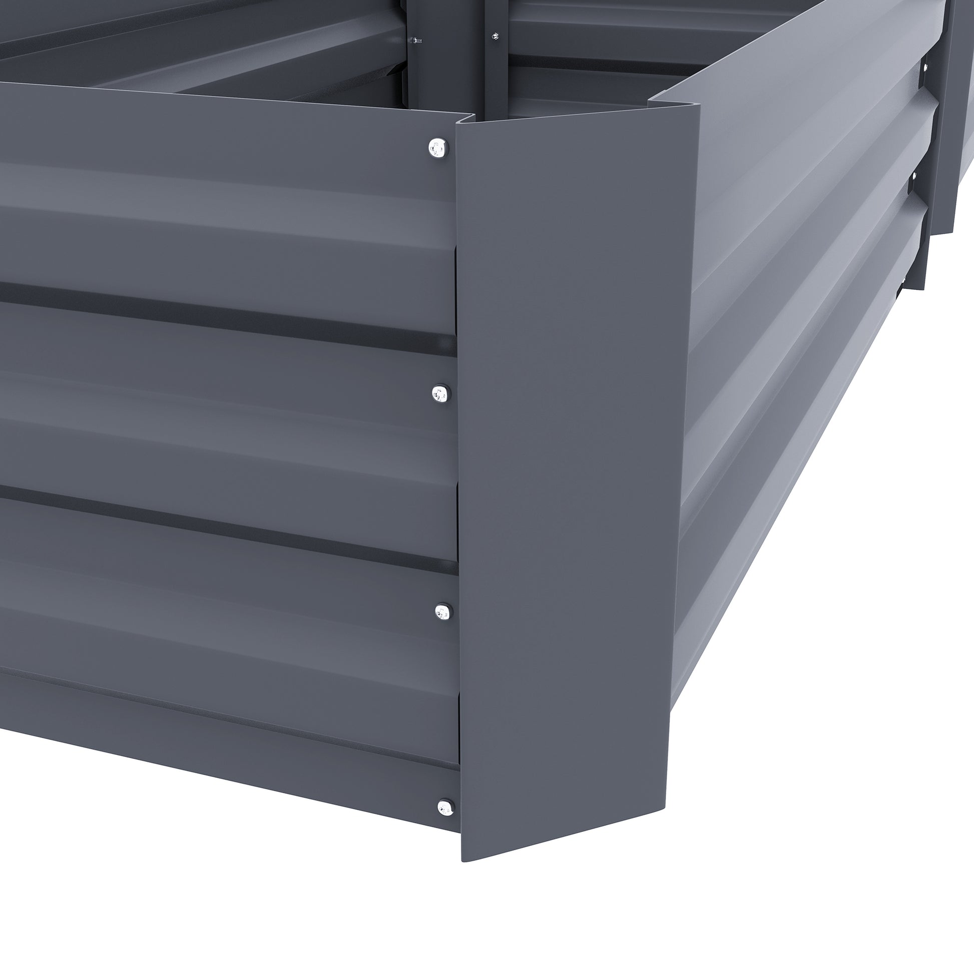 Set of 2 Garden Square Raised Planters 100L x 50W x 30H cm - Gray Corrugated Steel