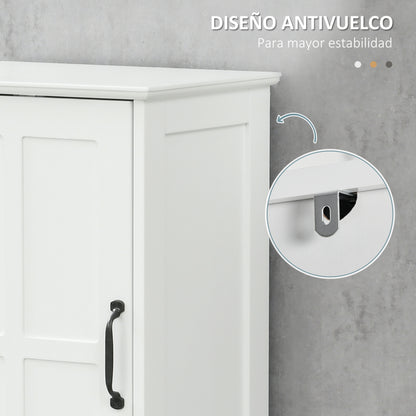 Bathroom Column Bathroom Cabinet with 2 Doors 1 Drawer Open Shelf and Adjustable Anti-Tip Shelves 40x30x164 cm White
