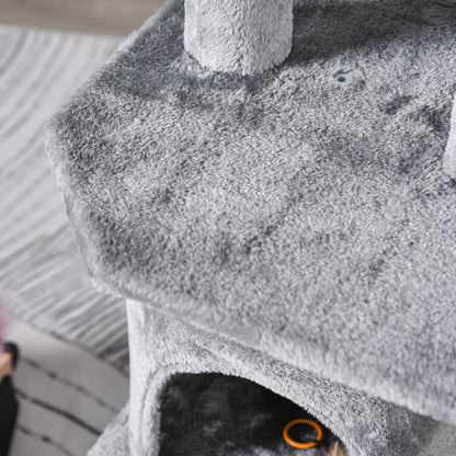 Large Cat Scratching Post Tree 145 cm, Cat Tree with Hammock, Climbing Tree for Cats, Cat Scratching Post Cave Cat Furniture with Sisal Posts, Light Gray