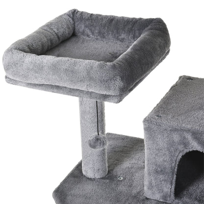 Large Cat Scratching Post Tree 145 cm, Cat Tree with Hammock, Climbing Tree for Cats, Cat Scratching Post Cave Cat Furniture with Sisal Posts, Light Gray