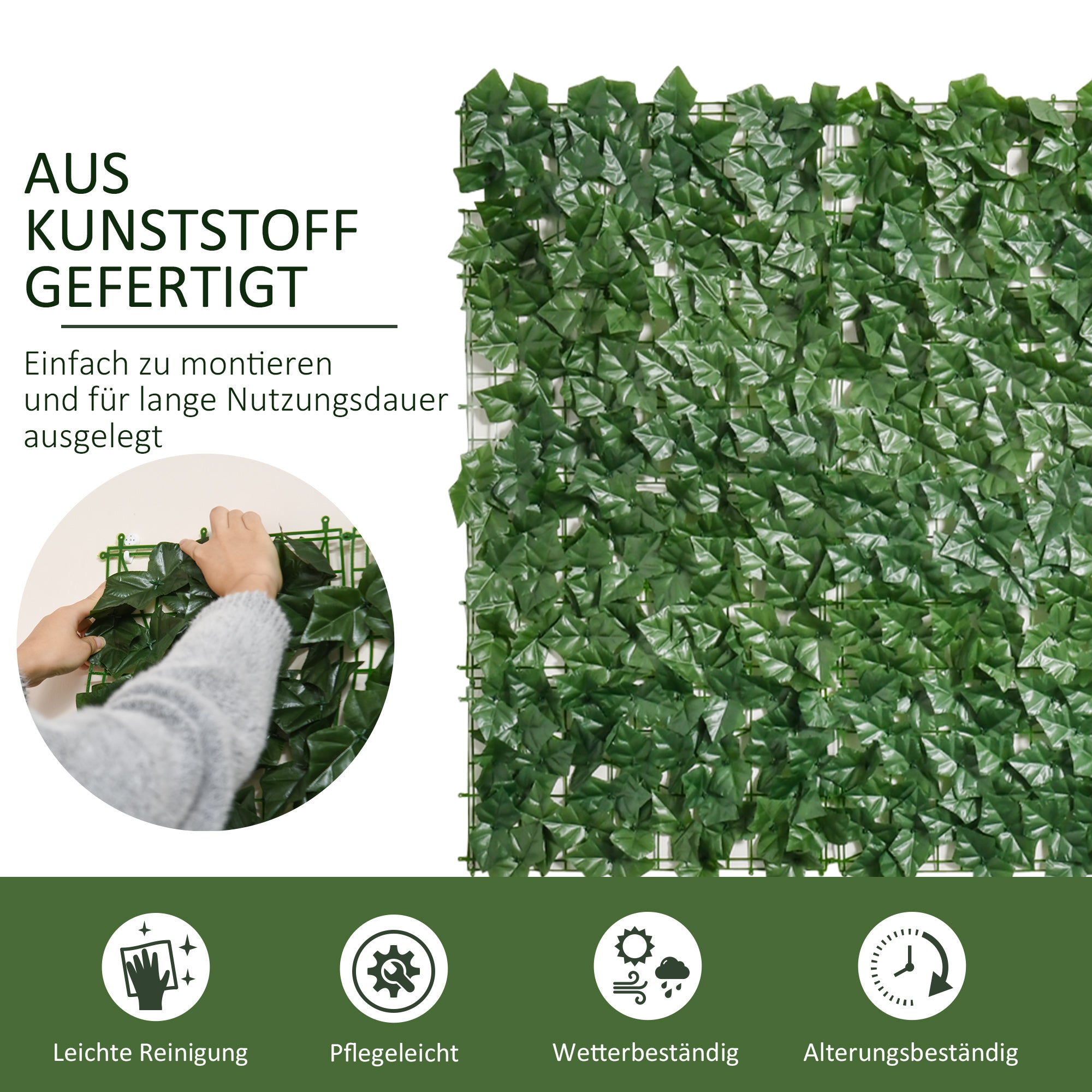 Artificial Hedge Privacy Screen, UV Protected Privacy Screen, Green Balcony Privacy Screen, Fence Privacy Screen with Leaves, Hedge Fence, Wall Artificial 300 x 100 cm for Garden Wedding