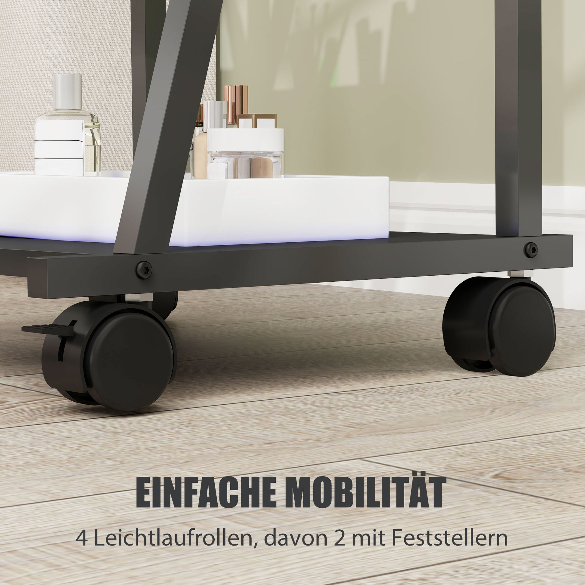 Full-Length Mirror, 42 x 155 cm Floor Mirror with Shelf, Standing Mirror with Wheels, Freestanding Mirror for Bedroom, Living Room, Black